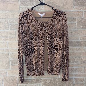 Time and Tru Animal Print Button Down Shirt